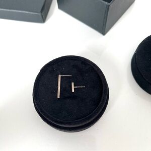 Modern Asymmetric Silver Minimalist Earrings